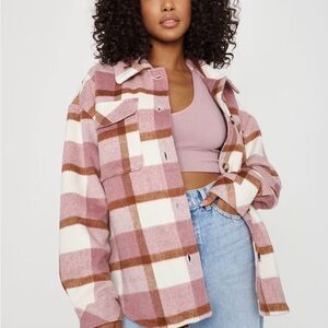 Garage Plaid Pink and White Women's Jacket